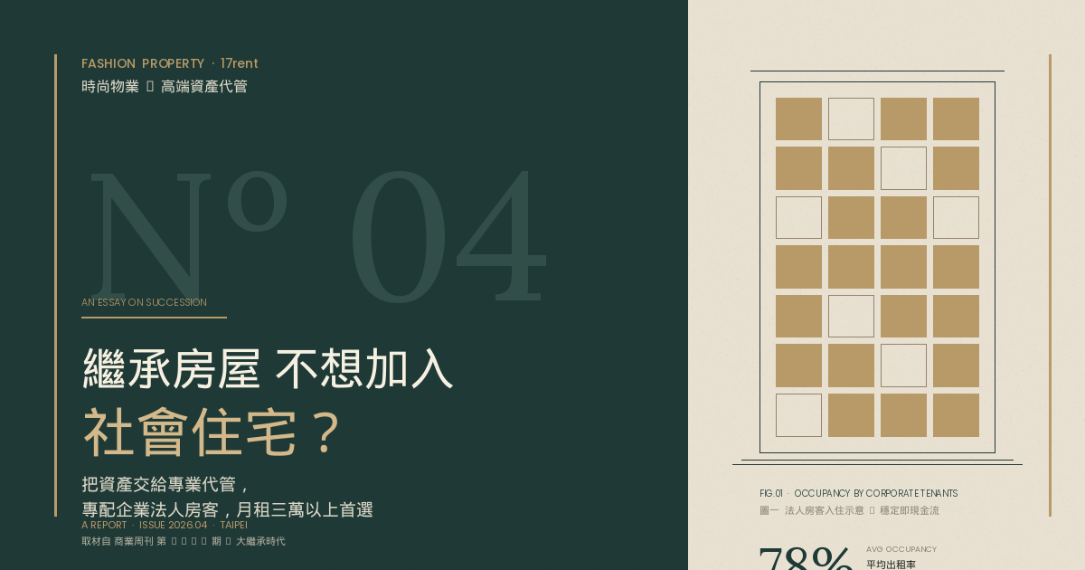 繼承房屋不想加入社會住宅？把資產交給時尚物業，專找企業法人房客的代管方案